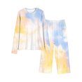 thumbnail image 4 of CPNG Girls Sleepwear Set Tie Dye Crewneck Long Sleeve Top and Matching Pants Soft Comfy Loungewear 2 Piece Set, 4 of 4