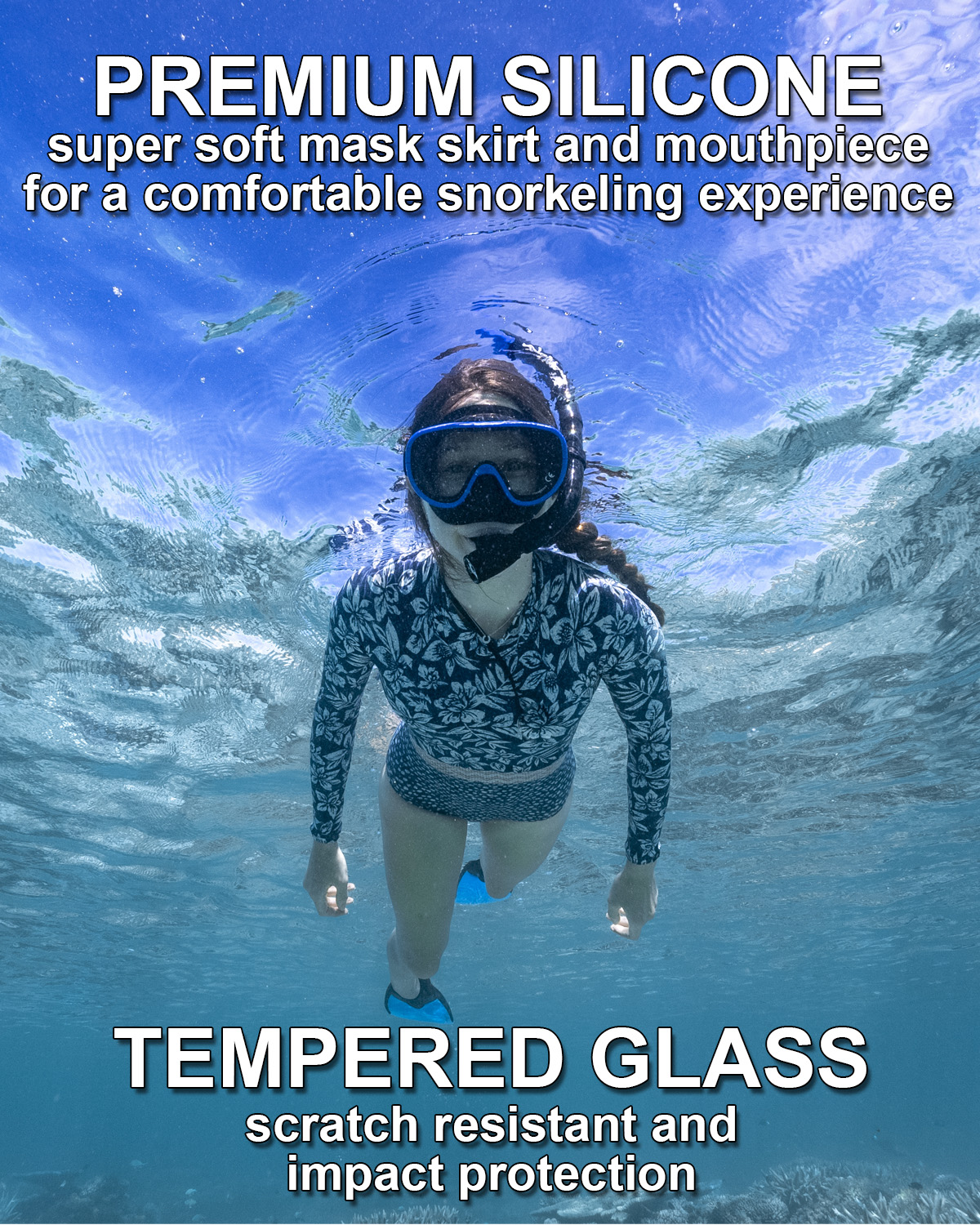Reef Tourer Adult Snorkel Mask and Set, Black photo 5
