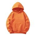 thumbnail image 4 of DJDLJWCJ Big Girls Long Sleeve Hoodie Solid Color Warm Pullover Sweatshirt Stretch Soft Comfy Hooded Sweatshirts Orange Size 2T, 4 of 9
