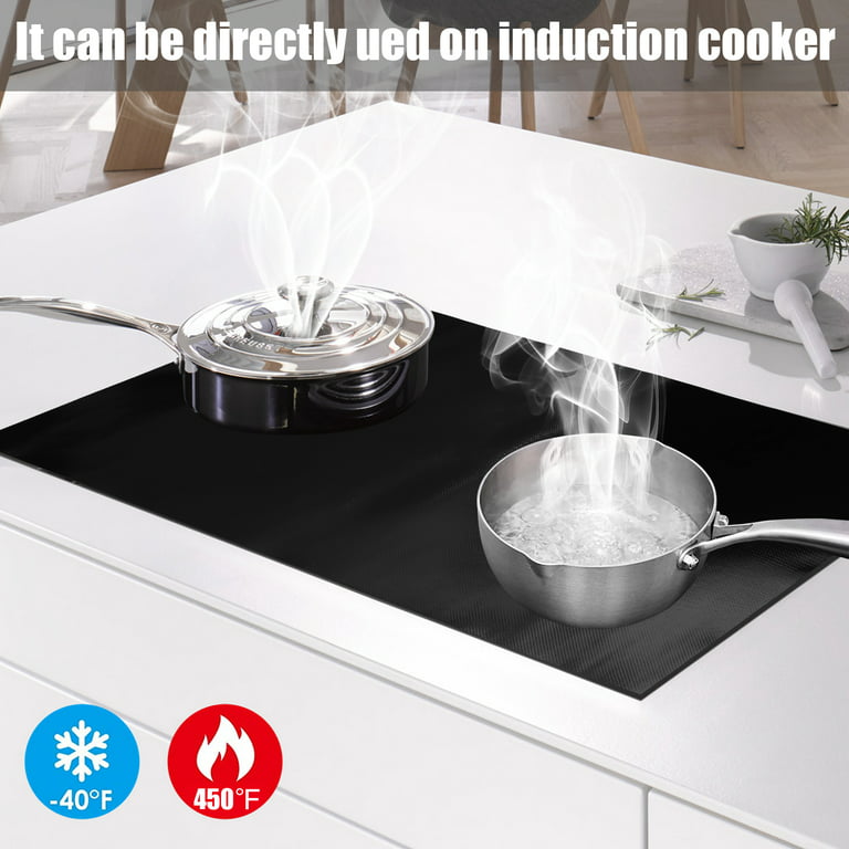Twsoul Induction Cooktop Mats Stove Cover,4Pcs Magnetic Fiberglass Silicone Stove Top Protector and Heat Diffuser Pads deter Pots and Pans from Sliding by