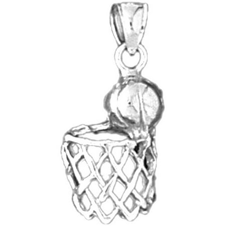 14K White Gold Basketball Hoop Pendant - 22 mm