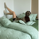 thumbnail image 5 of Xiao Hua Juego de sábanas, juego de sábanas y fundas de almohada, juego de cama individual, ropa de cama de hotel, decoración del hogar (verde), 5 of 5