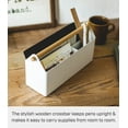 thumbnail image 3 of Yamazaki Home Pen + Desk Organizer - Two Sizes, White, Steel + Wood, Caddy, Handles, No Assembly, 3 of 7