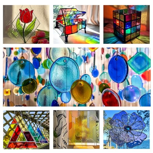 30 Sheets Transparent Stained Glass Sheets 4 x 6in, Stained Glass Supplies for Mosaic Tiles Crafts Cathedral Window Suncatchers & DIY Home Decor$$