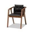 thumbnail image 2 of Bowery Hill Black Leather and Brown Finished Wood 7-Piece Dining Set, 2 of 9