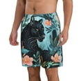 thumbnail image 2 of KLL Black Panther Floral Illustration Men's Casual Summer Beach Shorts Hawaiian Shorts with Pockets-Large, 2 of 5