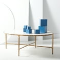 thumbnail image 2 of SAFAVIEH Couture Jessa Contemporary Oval Metal Coffee Table, Brass/White, 2 of 11