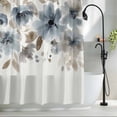 thumbnail image 2 of Blue Brown Spring Floral Shower Curtain Set, Waterproof Shower Curtains for Bathroom, Watercolor Summer Botanical Washable Fabric Cloth Bath Curtain for Bathtub Decoration with Hooks 66x72 Inches, 2 of 9