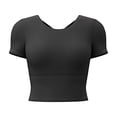 thumbnail image 4 of OGLCCG Women Crop Workout Tops Short Sleeve Basic Y2K Going Out Crew Neck Running Athletic Top for Hiking Summer Fitted Yoga T Shirts,XXL,Black, 4 of 6