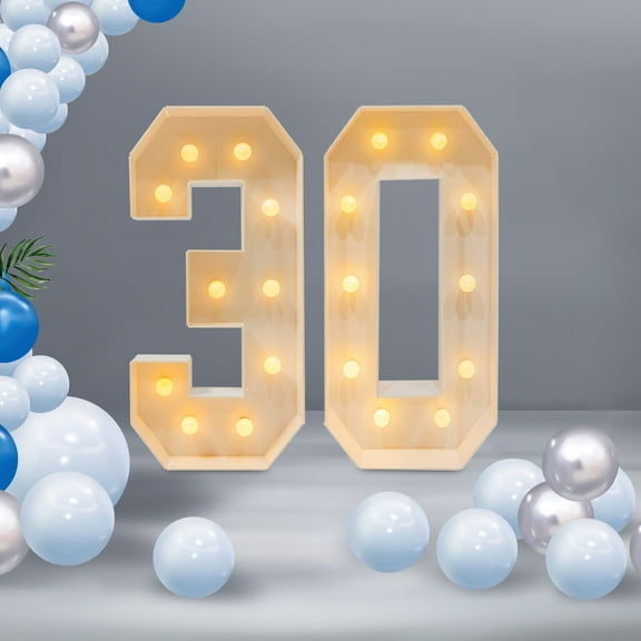 30th Birthday Decorations 3FT Marquee Light up Numbers 30 Birthday Number Lights