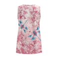 thumbnail image 5 of FUIALDOLG Womens Sleeveless Tops Cherry Blossom Dragonfly Tank Tops Pink Floral Pleated Tunic Shirts Basic Blouse V Neck T-shirt Trendy Lady Summer Outfits,2XL, 5 of 7