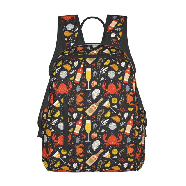 Fotbe Seafood And Drinks Mochila Ligera para Hombres y Mujeres - Duradera y Resistente al Agua, Ideal para Escuela, Trabajo, Viajes y Uso Diario