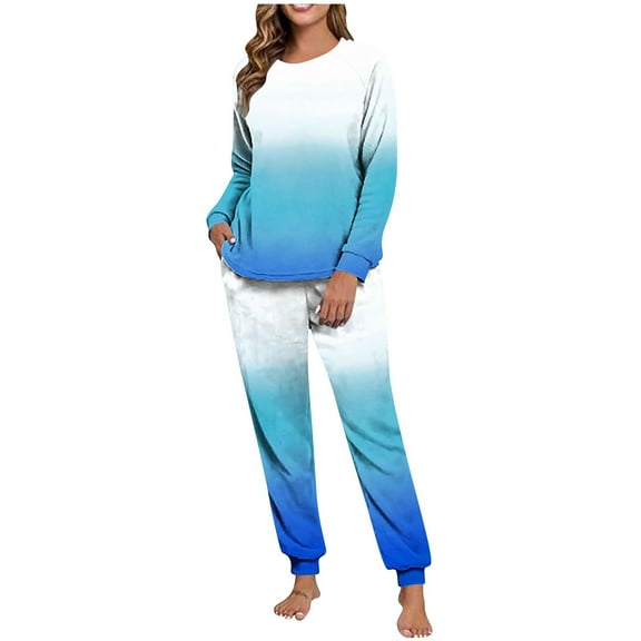 Wensltd Long Sleeve Top and Pants Set for Women Winter Warm Plush Sleepwear Soft Comfy Fleece Pajama Set 2 Piece