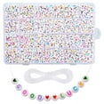 thumbnail image 2 of KLKCMS Kit de Perles Lettres Alphabet Lot de 1200 Perles Cœur avec Cordon Élastique Acrylique Rond A-Z Lettres Colorées, 2 of 8