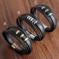 thumbnail image 3 of Wollet Leather Rope Bracelet, Stainless Steel Leather Woven Bracelet, Genuine Leather Multi-layer Jewelry, Men's Valentine's Day Gift for Boyfriend, 3 of 5