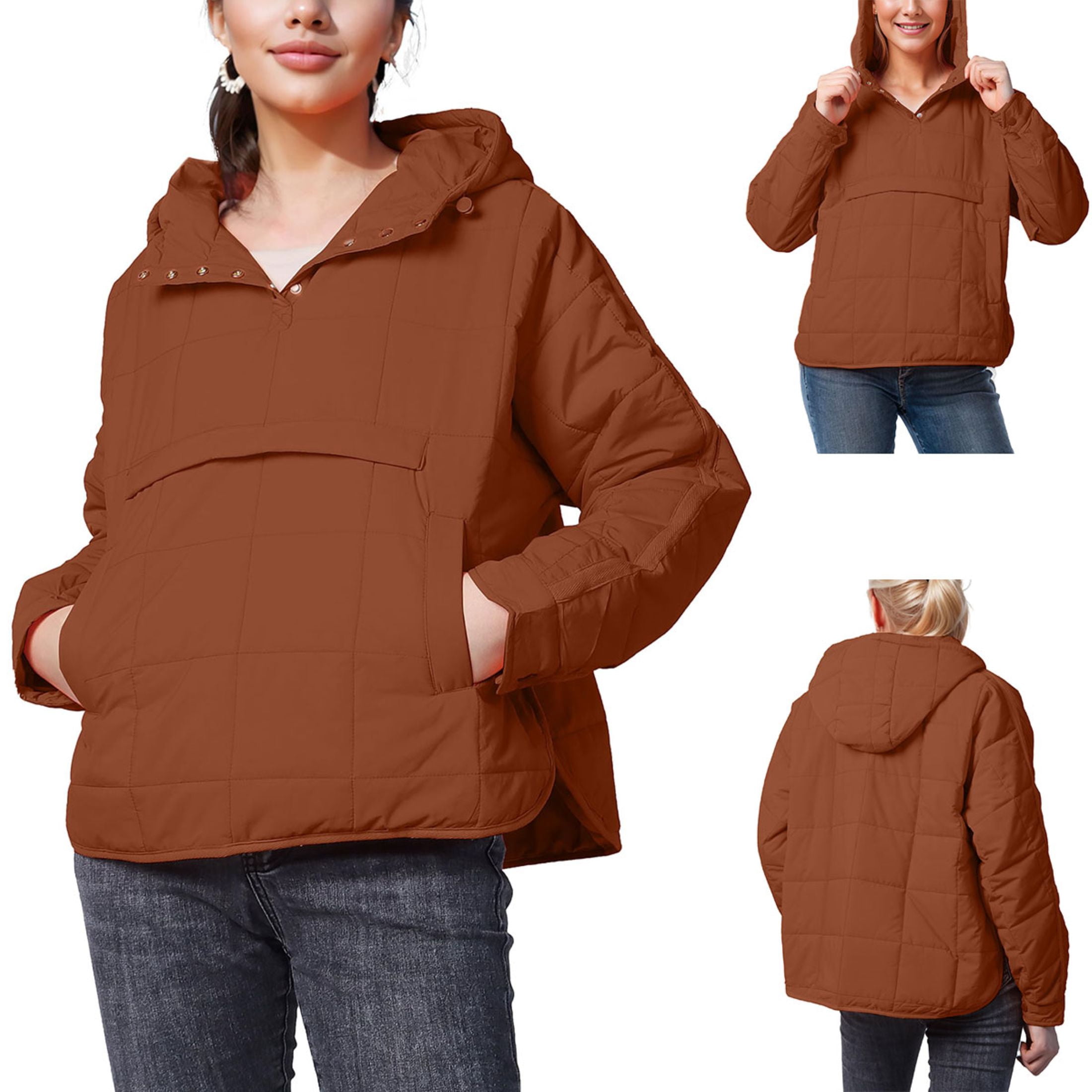 Lentta Womens Oversized Hooded Puffer Quilted Jacket for Women Lightweight Warm Padded Hoodies Coat