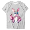 thumbnail image 3 of VBTAPA Women Easter Day Shirts Bunny Rabbit Letter Printed T-Shirt Short Sleeve Graphic Tee Tops Sales of the Day Gray M, 3 of 5