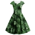 thumbnail image 2 of Tejiojio Fall Women Plus Size Party Dress Flower Lace Insert Mock Button Bowknot Vintage Dress, 2 of 5