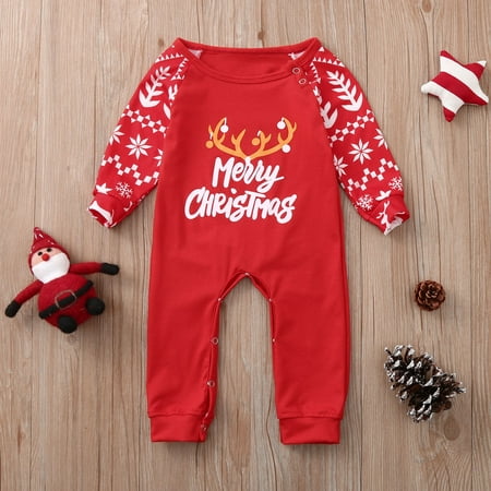 

Yubatuo Newborn Baby Christmas Cartoon Pajamas Plaid Family Matching Romper Jumpsuit Red XL