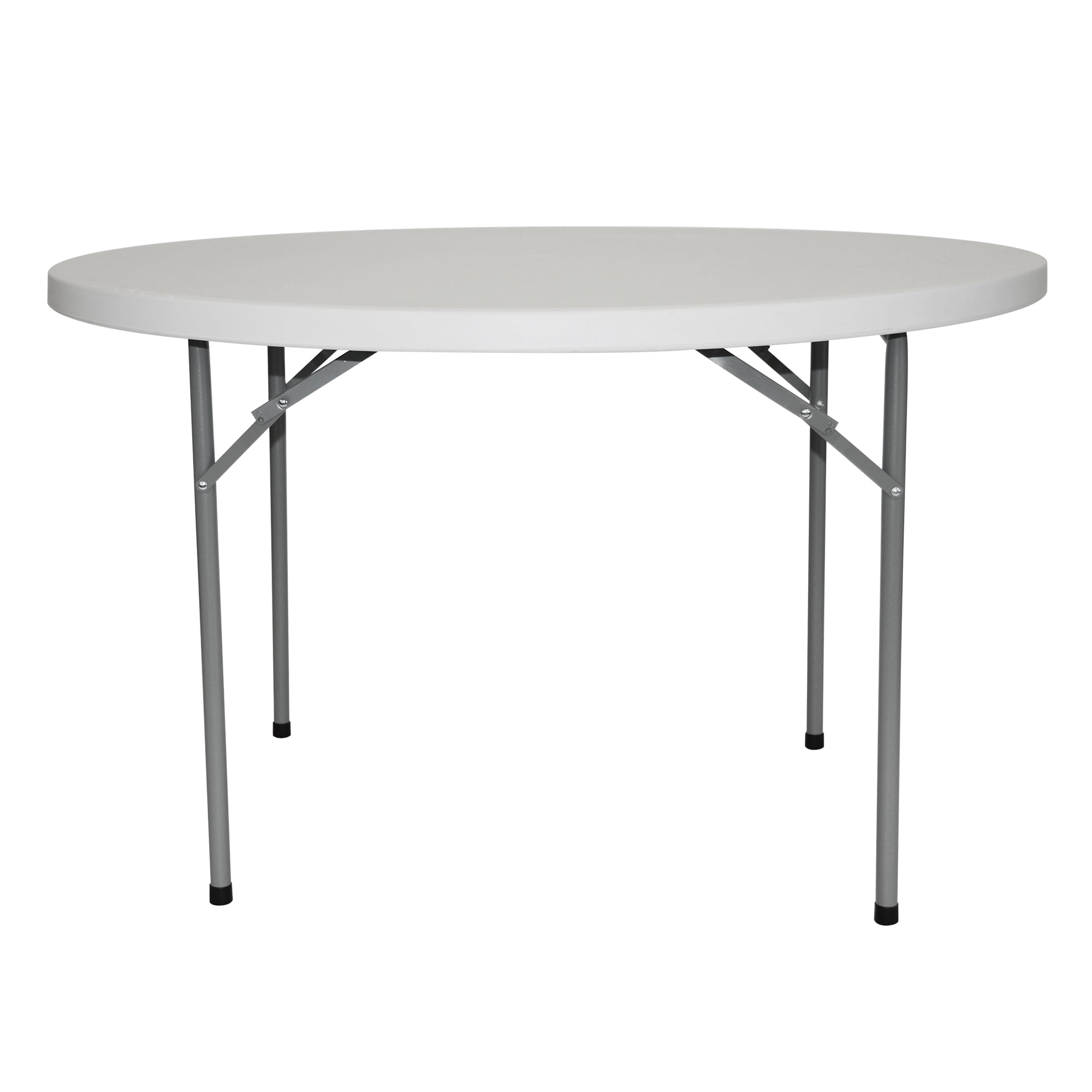 48 inch Rhino Plastic Round Folding Table - White Granite