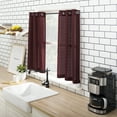 thumbnail image 3 of (2 pack) Mainstays Solid Semi Sheer Curtain Tier Pair and Valance Set, 3 Piece Ready Made Kitchen Curtains, Wine, 54" W x 24" L, 3 of 8
