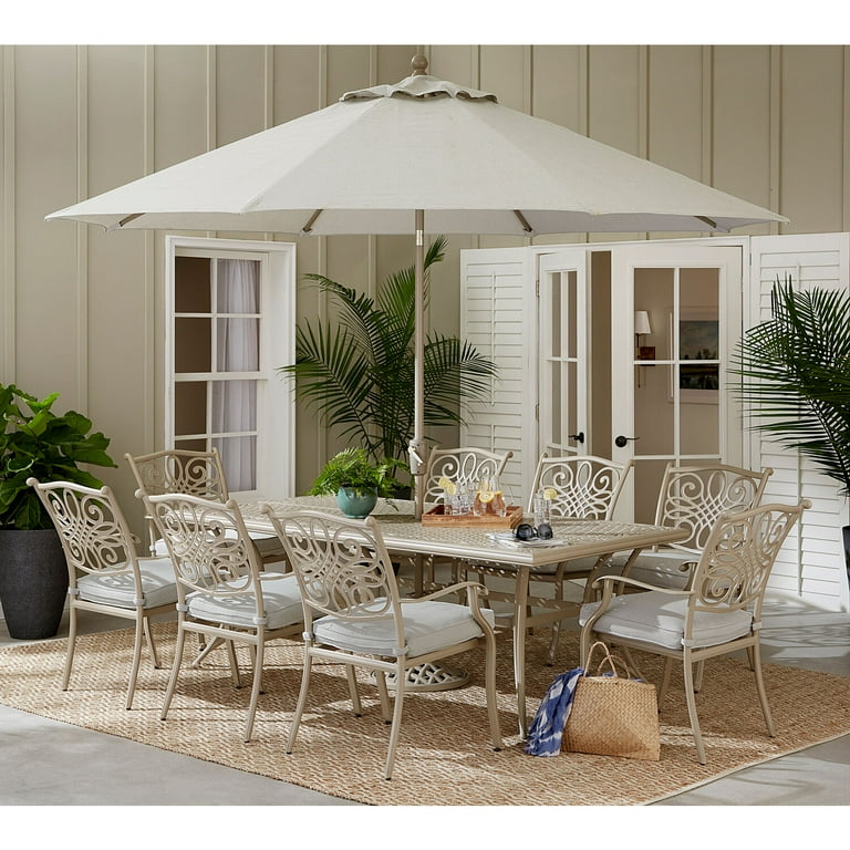 Hanover Traditions 9 Piece Aluminum Outdoor Dining Set with