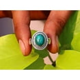 thumbnail image 2 of Heaven Crafts Natural Oval Turquoise Ring 925 Solid Sterling Silver Green Gemstone Handmade Statement Jewelry Gift Item, 2 of 6