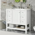 thumbnail image 2 of 36" Bathroom Vanity with Sink, One Cabinet and Three Drawers, Solid Wood and MDF Board, White, 2 of 9