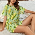 thumbnail image 4 of Balery Fresh Sweet Corn Conjunto de Pijama para Mujer con Estampado, Dos Piezas de Manga Corta y Shorts, Ropa de Dormir Suave con Cuello Redondo y Bolsillos-3X-Large, 4 of 6
