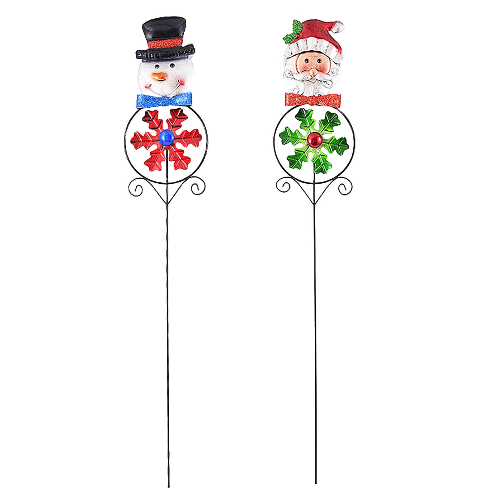 Rustic Stake Snowman Christmas & Santa Metal Outdoor Yard Windmill ...