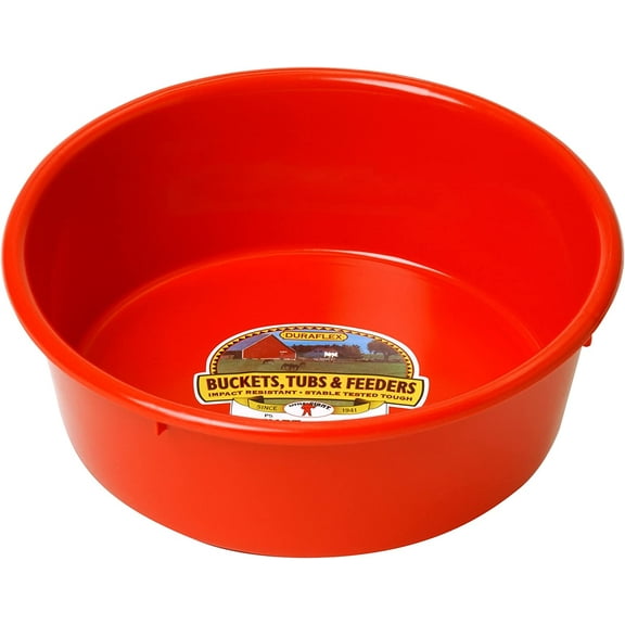 Little Giant 5 Quart Heavy Duty Plastic Red Utility Pan For Livestock Feeding