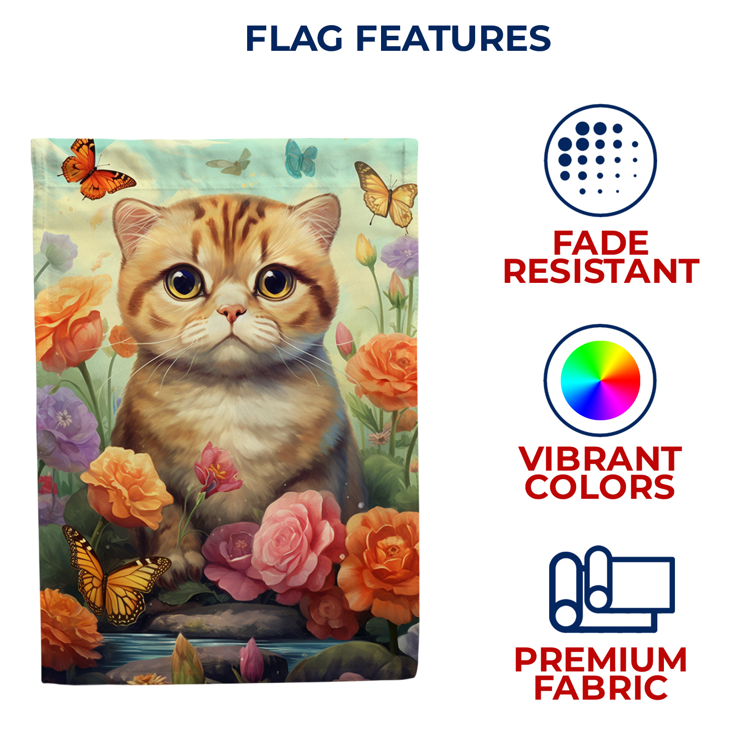 America Forever Spring Cat House Flag 28 x 40 inch Double Sided Kitty Roses Floral Summer Spring House Flag for Outdoor Tabby Cat Flag Yard Decoration