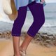 thumbnail image 5 of Pantalones de Yoga de Verano para Mujeres Pantalones de Gimnasio Ligeros de Cintura Alta de Color Sólido Capris, 5 of 6
