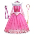 thumbnail image 1 of Disfraz de Bella Durmiente de Disney para niña, vestido de Aurora, manga larga, hombros descubiertos, chico, Halloween, Navidad, fiesta elegante, ropa de princesa, 4-5 años, Tag-120 Gao Jinjia LED, 1 of 2