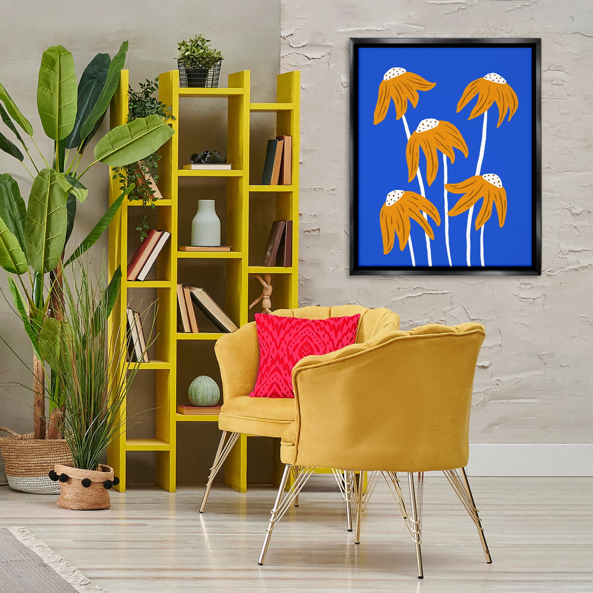 Stupell Industries Dried Sunflower Blooms Plants & Flowers Painting Black Floater Framed Canvas Art Print Wall Art, 25 x 31