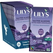 Salted Almond Dark Chocolate Bar by Lily's | Made with Stevia, No Added Sugar, Low-Carb, Keto Friendly Halloween Treat | 70% Cocoa | Fair Trade, Gluten-Free & Non-GMO | 2.8 ounce, 12-Pack