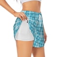thumbnail image 3 of Lsque blue plaid Snowflake Printed Women's Running Shorts with Liner Pockets,Elastic Quick Dry Workout Athletic Gym Yoga Shorts,Womens High Waist Shorts-X-Large, 3 of 9