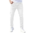 thumbnail image 5 of LMOIPLI Mens Slim Fit Distressed Jeans Washed Denim Fabric Stretch Comfortable Casual Streetwear Trousers White L, 5 of 7