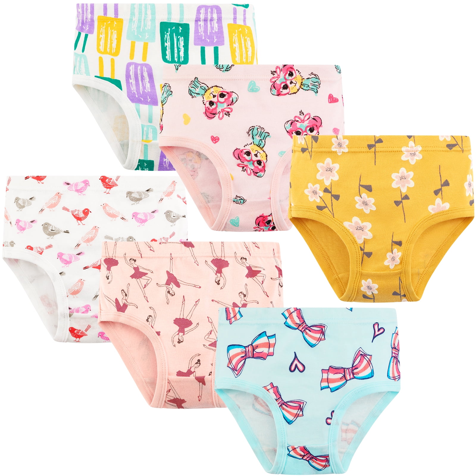 Synpos Toddler Baby Girls Underwear 100% Cotton Panties for 2-7 Years  Old,Pack of 6