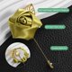 thumbnail image 2 of Uxcell 1-Pack Insignias de Flor para Hombres, Pin de Rosa Hoja Dorada para Boutonnieres de Novio para Boda/Baile/Festa [Dorado], 2 of 7