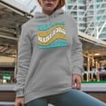 thumbnail image 2 of Warriors, Groovy Retro Wavy Text Merch Gift, Heather Grey Hooded Sweatshirt or Hoodie, Small, 2 of 5