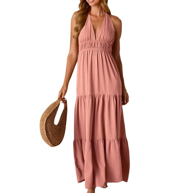 Pantalones de Vestido Casual para las Mujeres Estilo sin Mangas Sólido V Cuello Vendaje Vestido Largo, Camisas de Vestido Casual para las Mujeres Inspirado Bodycon Maxi de Verano