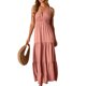 thumbnail image 1 of Pantalones de Vestido Casual para las Mujeres Estilo sin Mangas Sólido V Cuello Vendaje Vestido Largo, Camisas de Vestido Casual para las Mujeres Inspirado Bodycon Maxi de Verano, 1 of 6