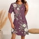 thumbnail image 5 of Vestido Corto para las Mujeres Cuello Redondo Manga Corta Impresa Suéter, Moda Casual Estilo Línea, 5 of 5