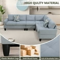 thumbnail image 4 of Aukfa 6-Seater L Shaped Sectional Sofa Modular Couch for Living Room, 2Pillows, Flannel, Light Gray, 4 of 10