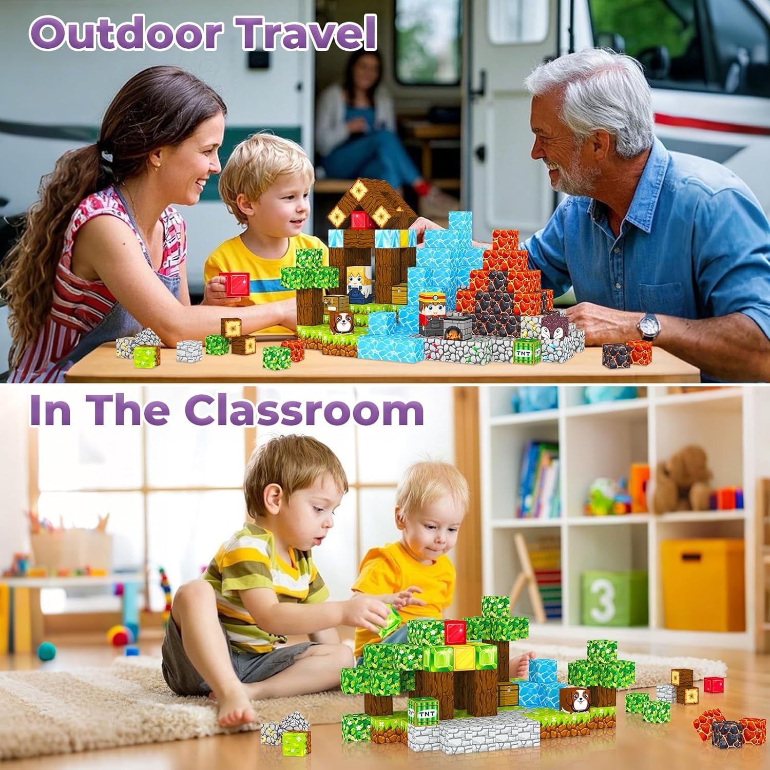 Magnetic Blocks, Magnetic Tiles Building Blocks, Sensory STEM Toys for adult Easter Birthday Gifts Travel Outdoor aldult Games (0.8IN/2CM)