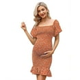 thumbnail image 3 of Womens Maternity Dress Short Sleeve Dress Square Neck/off Shoulder Summer Midi Dress, 3 of 4