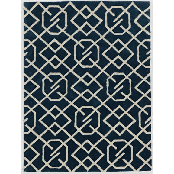 Trio Intent Navy Area Rug 5x7 Contemporary Transitional Design