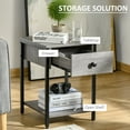 thumbnail image 4 of HOMCOM Bedside Table, Industrial Nightstand with Drawer and Storage Shelf, Accent End Table for Bedroom, Living Room, Grey, 4 of 10