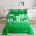 thumbnail image 2 of Castle Fairy Retro Lace Trim Stripe King Size Comforter Sets 3pcs,Minimalist Heart Pattern Comforters King Size,Emerald Green White,Reversible,1 Comforter and 2 Pillowcases, 2 of 6